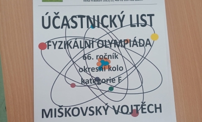 Fyzikální olympiáda aneb úspěch Vojty Miškovského
