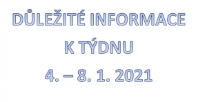 Organizace vyučování, školní družiny a vydávání obědů 4. - 8. 1. 2021