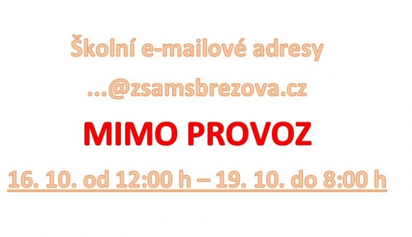 Školní e-mailové adresy mimo provoz