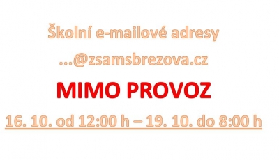 Školní e-mailové adresy mimo provoz